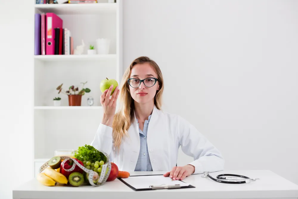 A dietitian ready to discuss practical food choices